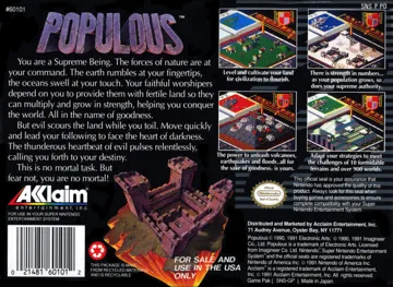 Populous (USA) box cover back